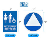 ADA Compliant All Gender Restroom Braille Sign Set ,SignOptima™️