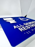 ADA Compliant Accessible Gender Neutral Restroom Sign Tactile with Braille II ,SignOptima™️