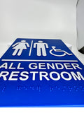 ADA Compliant All Gender Restroom Sign Tactile with Braille 6"x9"  ,SignOptima™️