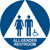 ADA Compliant All Gender Restroom 12” Round/Triangle Door Sign Accessible Pictogram ,SignOptima™️