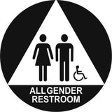 ADA Compliant All Gender Restroom 12” Round/Triangle Door Sign Accessible Pictogram ,SignOptima™️