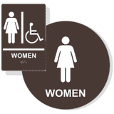 ADA Compliant Women's Restroom Sign Bundle, Braille Wall Sign and Door Sign ,SignOptima