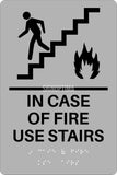 ADA Compliant Elevator Sign,IN CASE OF FIRE USE STAIRS,Acrylic Braille 6"x9"-ADA Sign-SignOptima
