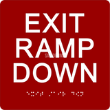 ADA Compliant EXIT RAMP DOWN Sign,Acrylic Braille 6"x6"-ADA Sign-SignOptima