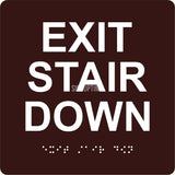 ADA Compliant EXIT STAIR DOWN Sign,Acrylic Braille 6"x6"-ADA Sign-SignOptima