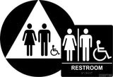 ADA Compliant Gender Neutral Restroom Braille Sign Set , Wall+Door Sign CA 24-Restroom Sign-SignOptima