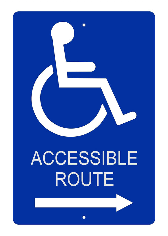 Accessible Route Directional Aluminum Sign 18