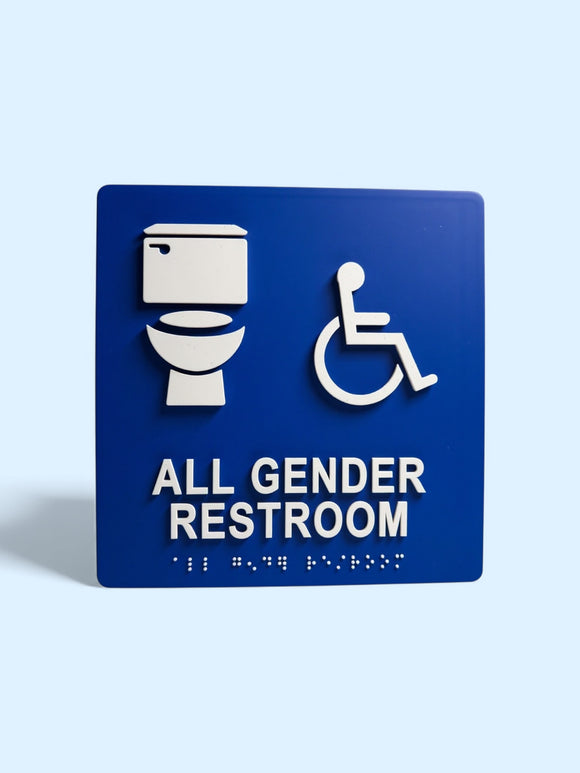 ADA Compliant Accessible Gender Neutral Restroom Sign Tactile with Braille II ,SignOptima™️
