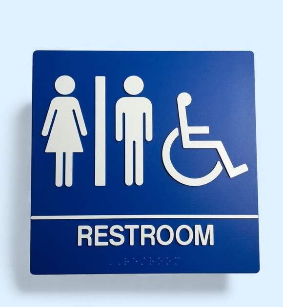 ADA Compliant Unisex Accessible Restroom Sign with Braille II , SignOptima™️