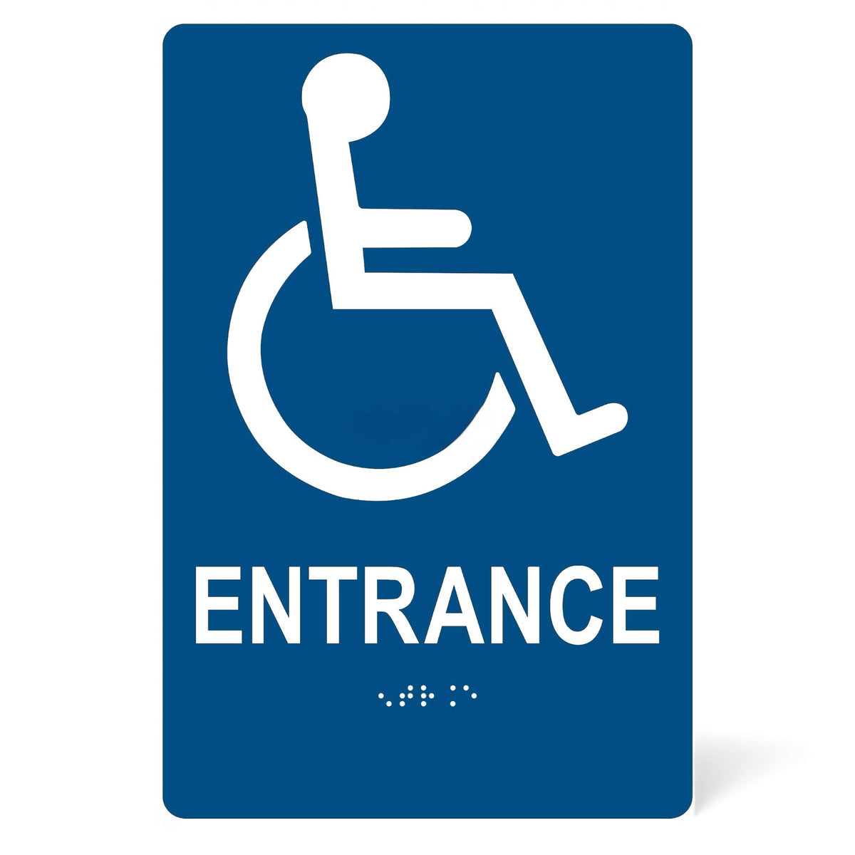 ADA Compliant Accessible Entrance Sign – 6"x9" ISA, Tactile with Braille — Color &amp; detail