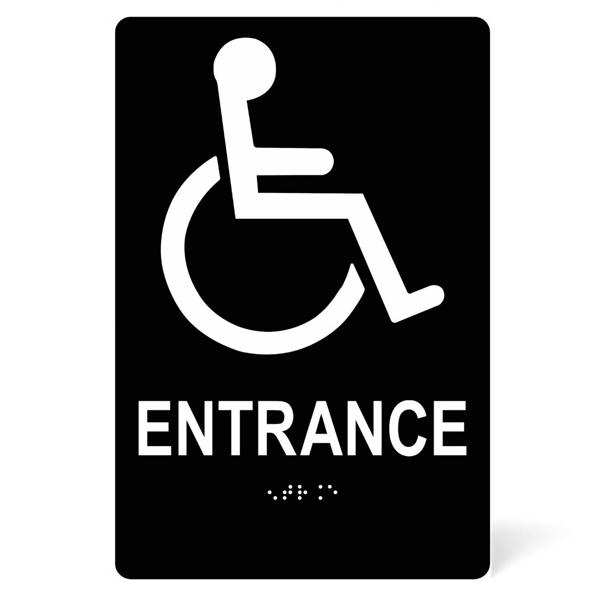ADA Compliant Accessible Entrance Sign – 6"x9" ISA, Tactile with Braille — Color &amp; detail