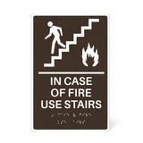 ADA Compliant Elevator Sign," IN CASE OF FIRE USE STAIRS "  Tactile with Braille , SignOptima™️