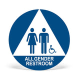 ADA Compliant All Gender Restroom 12” Round/Triangle Door Sign Accessible Pictogram ,SignOptima™️