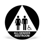 ADA Compliant All Gender Restroom 12” Round/Triangle Door Sign Accessible Pictogram ,SignOptima™️