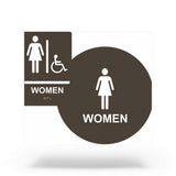 ADA Compliant Women's Restroom Sign Bundle, Braille Wall Sign and Door Sign ,SignOptima