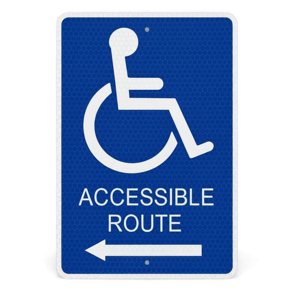 Accessible Route Directional Aluminum Sign , 12”x 18”