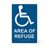 ADA Compliant AREA OF REFUGE Sign,Tactile with Braille 6"x9"