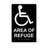 ADA Compliant AREA OF REFUGE Sign,Tactile with Braille 6"x9"
