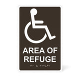 ADA Compliant AREA OF REFUGE Sign,Tactile with Braille 6"x9"