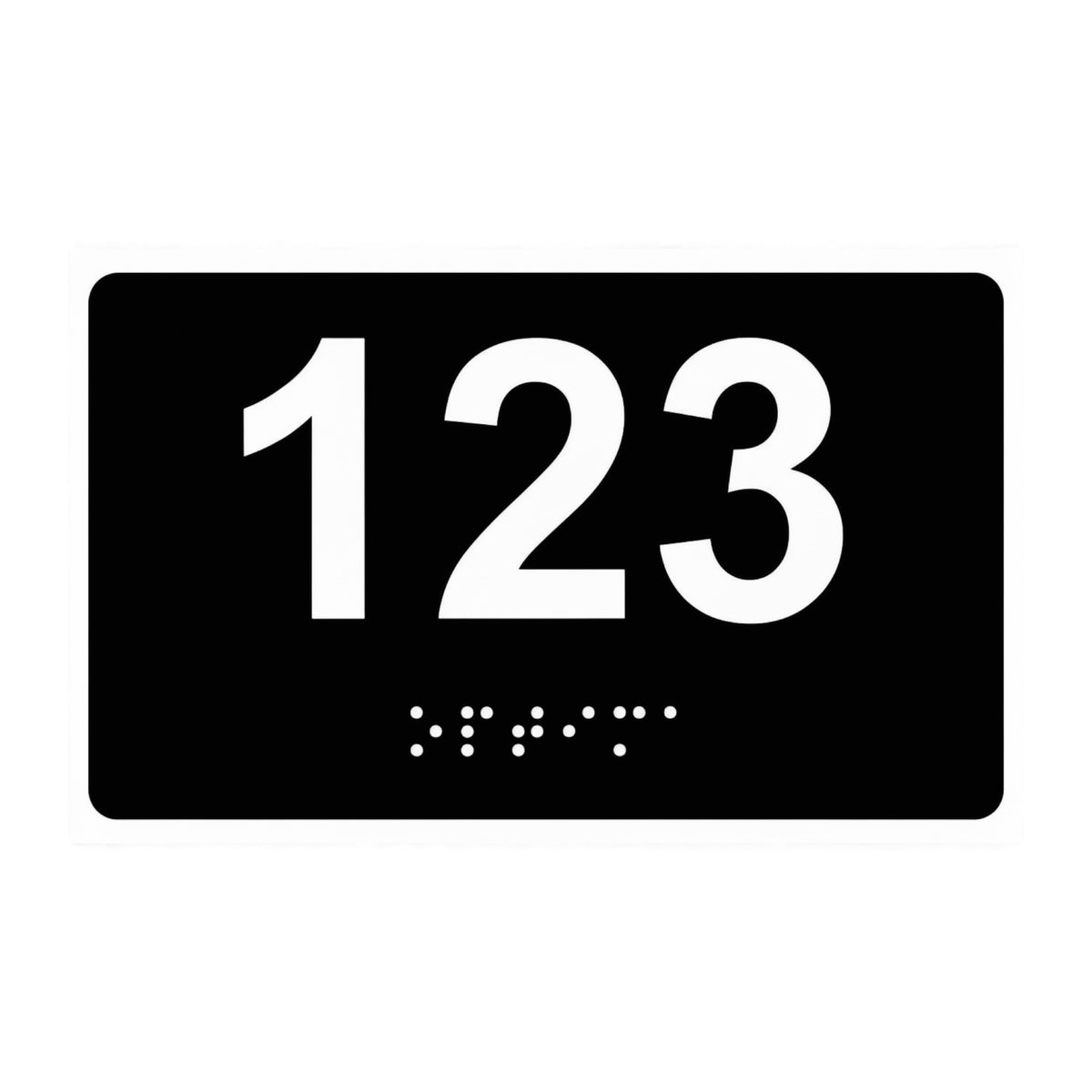 ADA Compliant Custom Numbers Sign – 5"x3" Braille & Tactile — Color &amp; detail
