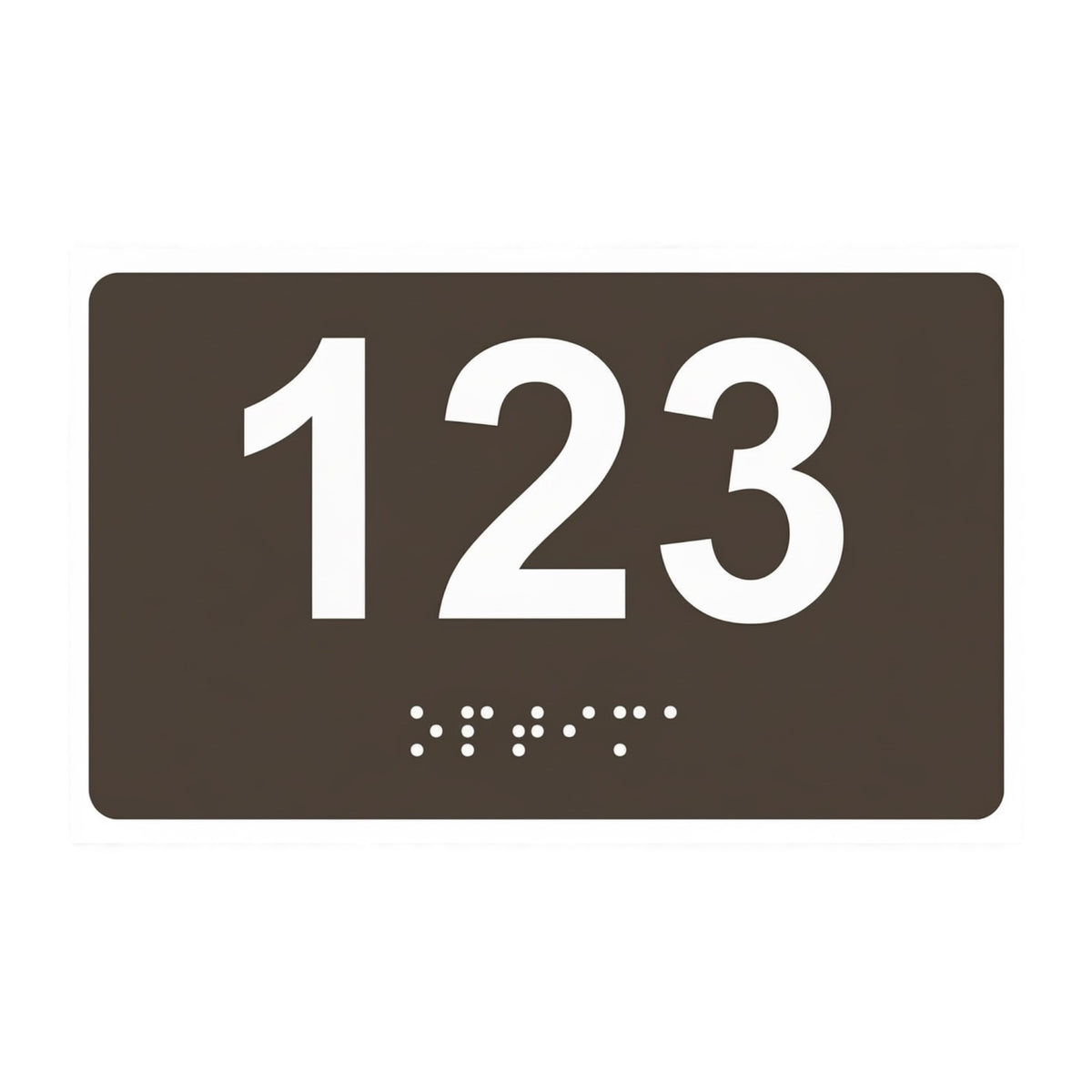 ADA Compliant Custom Numbers Sign – 5"x3" Braille & Tactile — Color &amp; detail