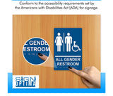 ADA Compliant All Gender Restroom Braille Sign Set ,SignOptima™️
