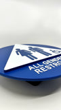 ADA Compliant All Gender Restroom 12” Round/Triangle Door Sign Accessible Pictogram ,SignOptima™️