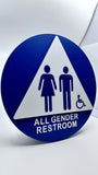 ADA Compliant All Gender Restroom 12” Round/Triangle Door Sign Accessible Pictogram ,SignOptima™️