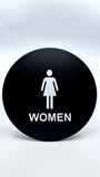 SignOptima™️ ADA Compliant Women's Geometric Round Restroom Door Sign