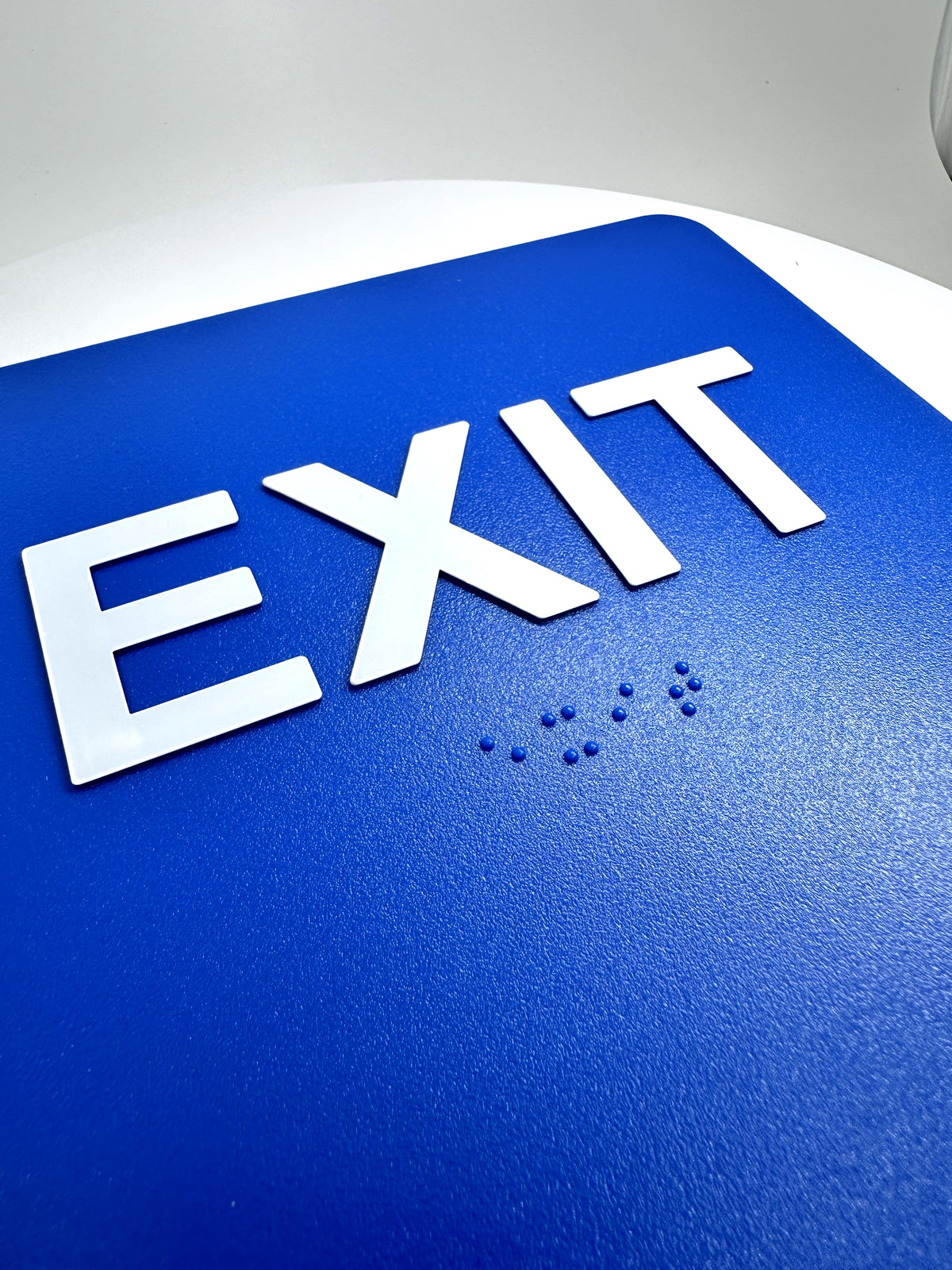 ADA Compliant Exit Sign – 6"x6" Tactile with Braille — Color &amp; detail