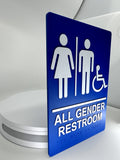 ADA Compliant All Gender Restroom Sign Tactile with Braille 6"x9"  ,SignOptima™️