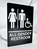 ADA Compliant All Gender Restroom Sign Tactile with Braille 6"x9"  ,SignOptima™️