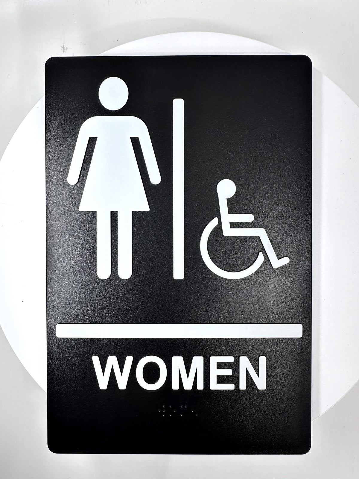 ADA Compliant Women's Restroom Sign Set – Braille Door & Wall Sign — Color &amp; detail