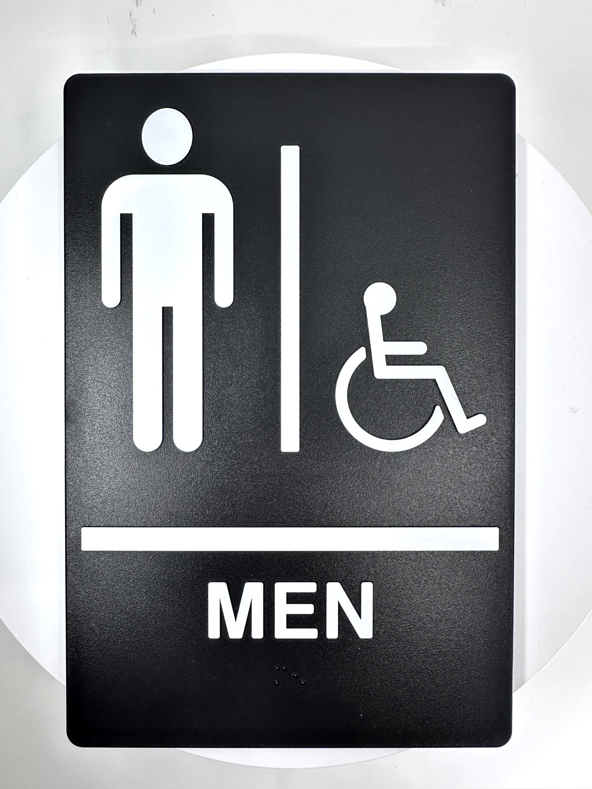 ADA Compliant Men's Restroom Sign Set – Braille Door & Wall Sign — Color &amp; detail