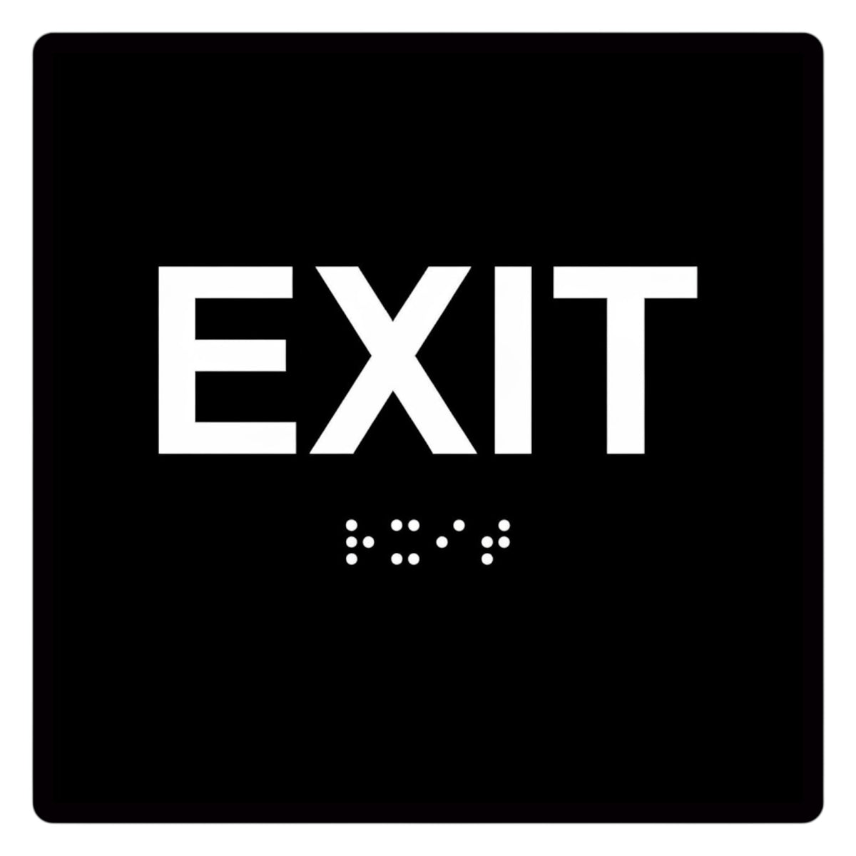 ADA Compliant Exit Sign – 6"x6" Tactile with Braille — Color &amp; detail