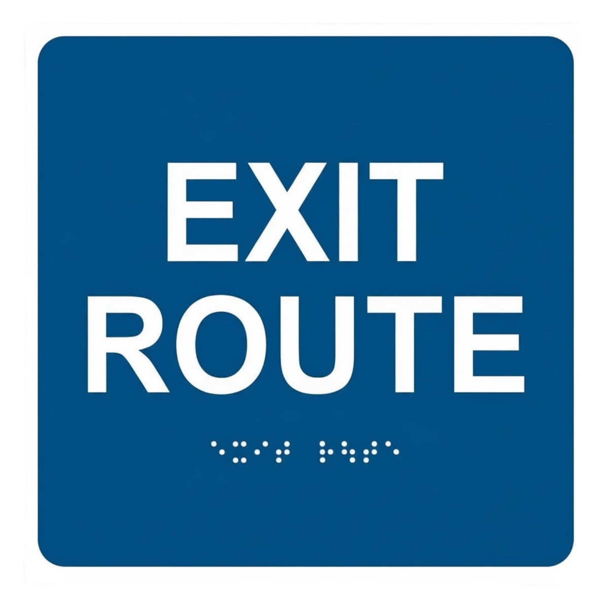 ADA Compliant Exit Route Sign – 6"x6" Tactile with Braille — Color &amp; detail