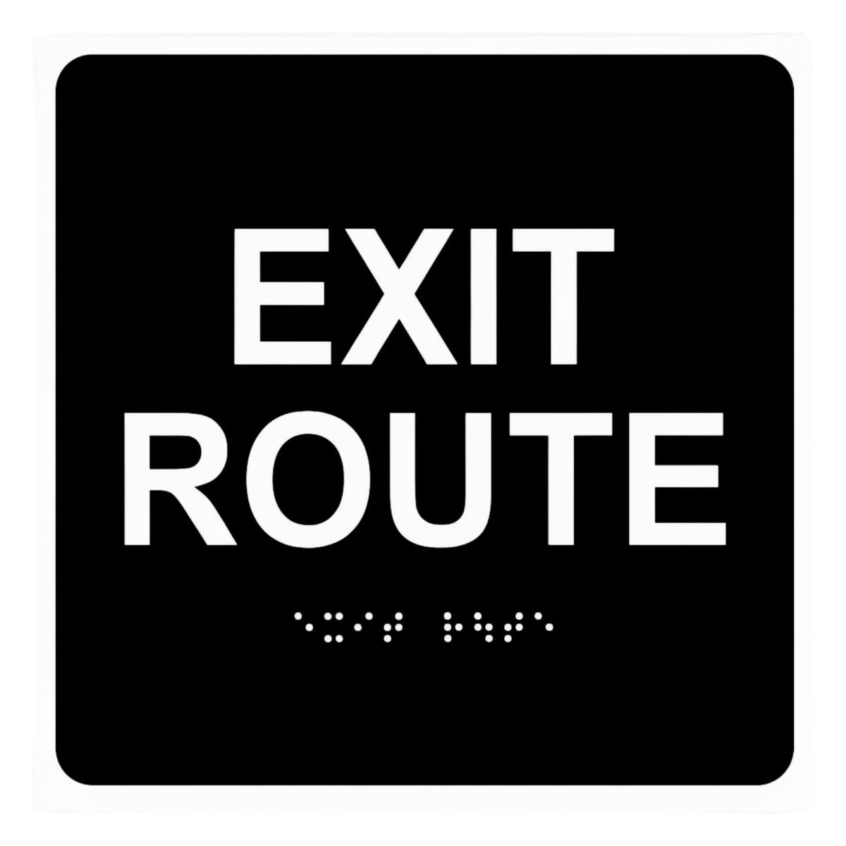 ADA Compliant Exit Route Sign – 6"x6" Tactile with Braille — Color &amp; detail