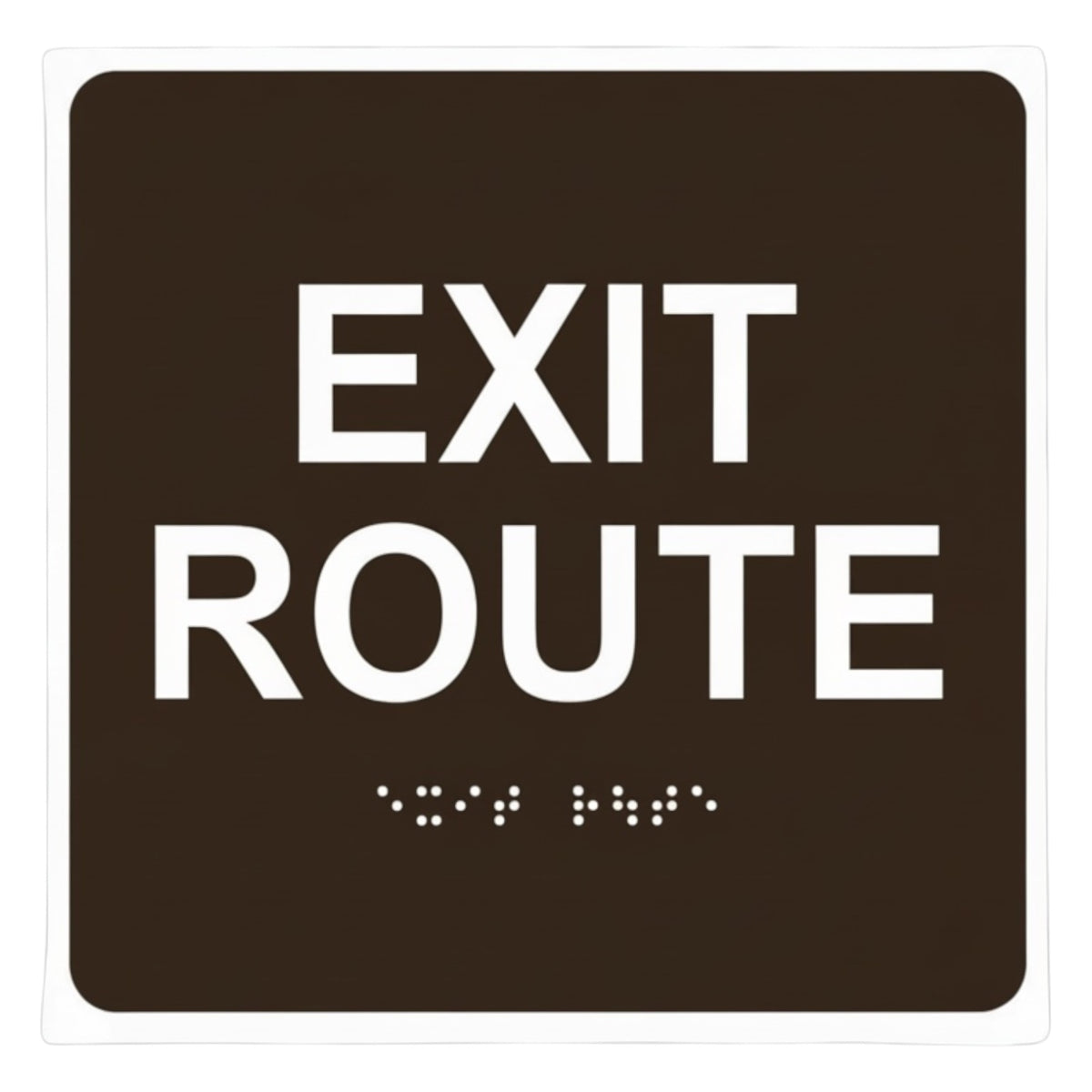 ADA Compliant Exit Route Sign – 6"x6" Tactile with Braille — Color &amp; detail