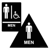 ADA Compliant Men's Restroom Sign Bundle, Braille Sign and Door Sign