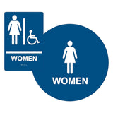 ADA Compliant Women's Restroom Sign Bundle, Braille Wall Sign and Door Sign ,SignOptima