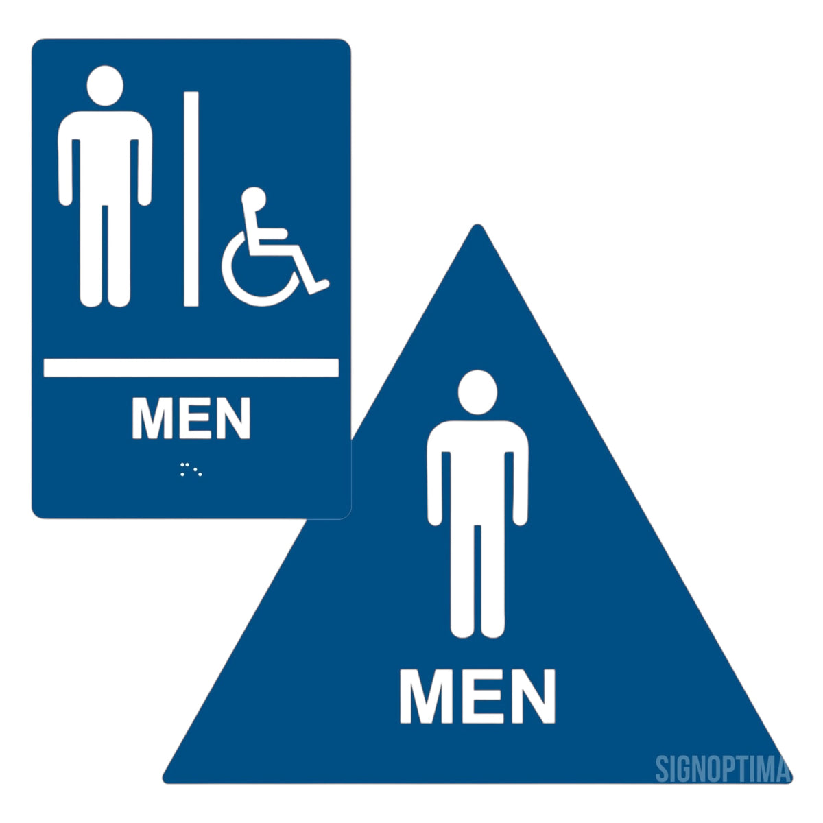 ADA Compliant Men's Restroom Sign Set – Braille Door & Wall Sign — Color &amp; detail