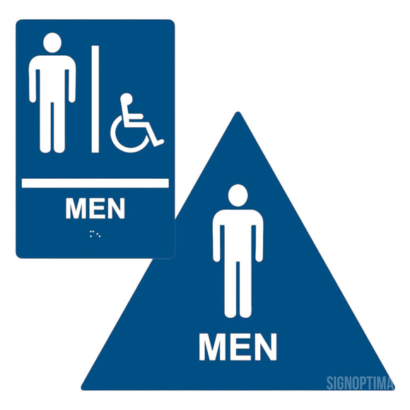 ADA Compliant Men's Restroom Sign Bundle, Braille Sign and Door Sign