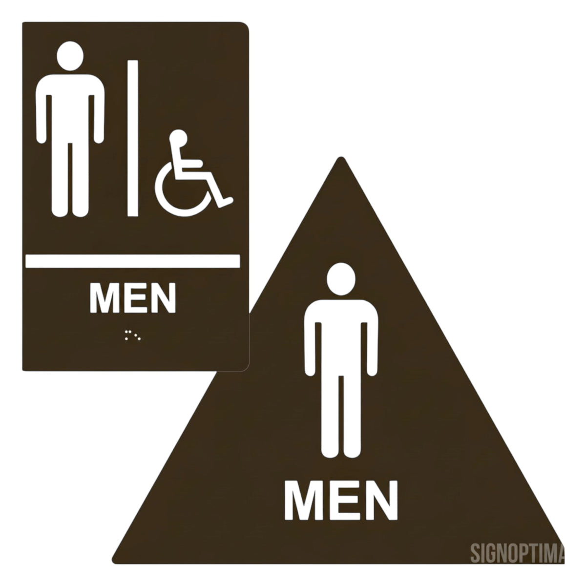 ADA Compliant Men's Restroom Sign Set – Braille Door & Wall Sign — Color &amp; detail