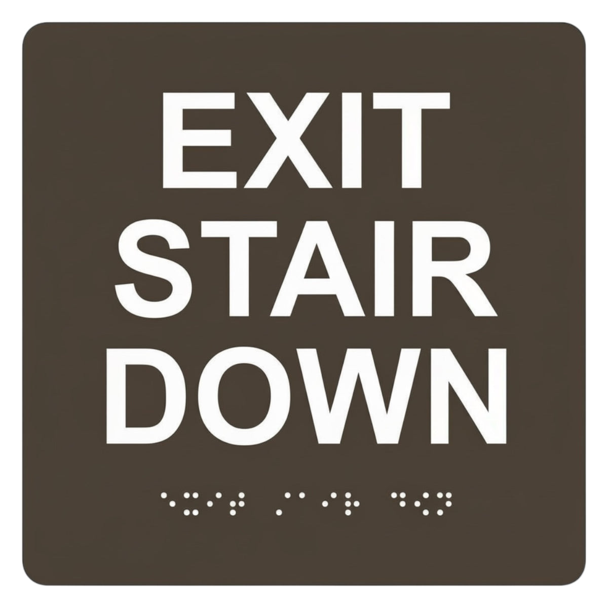 ADA Compliant Exit Stair Down Sign – 6"x6" Tactile with Braille — Color &amp; detail