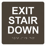 ADA Compliant EXIT STAIR DOWN Sign, Tactile with Braille 6"x6" -SignOptima™️