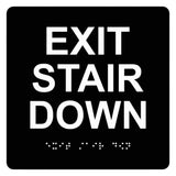 ADA Compliant EXIT STAIR DOWN Sign, Tactile with Braille 6"x6" -SignOptima™️