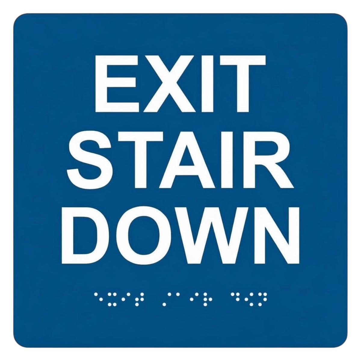 ADA Compliant Exit Stair Down Sign – 6"x6" Tactile with Braille — Color &amp; detail