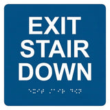 ADA Compliant EXIT STAIR DOWN Sign, Tactile with Braille 6"x6" -SignOptima™️