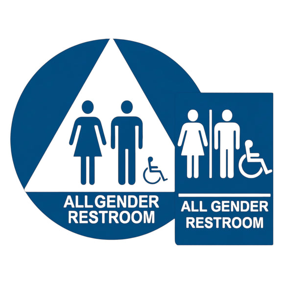 ADA Compliant All Gender Restroom Sign Bundle Tactile with Braille II CA Title 24 , SignOptima™️
