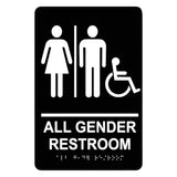 ADA Compliant All Gender Restroom Sign Tactile with Braille 6"x9"  ,SignOptima™️